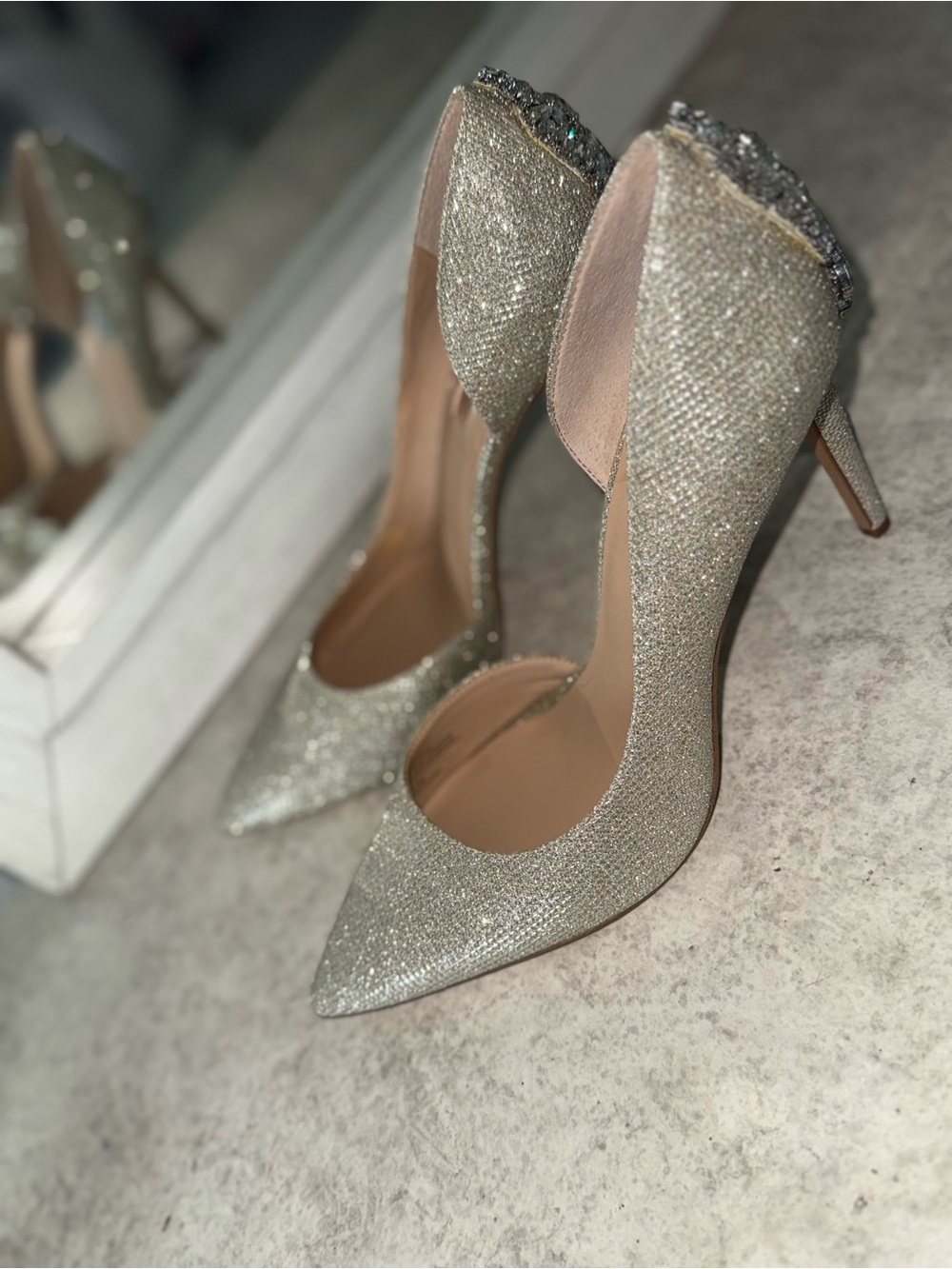 INC International Concepts Silver Glitter D'Orsay Stiletto Heels